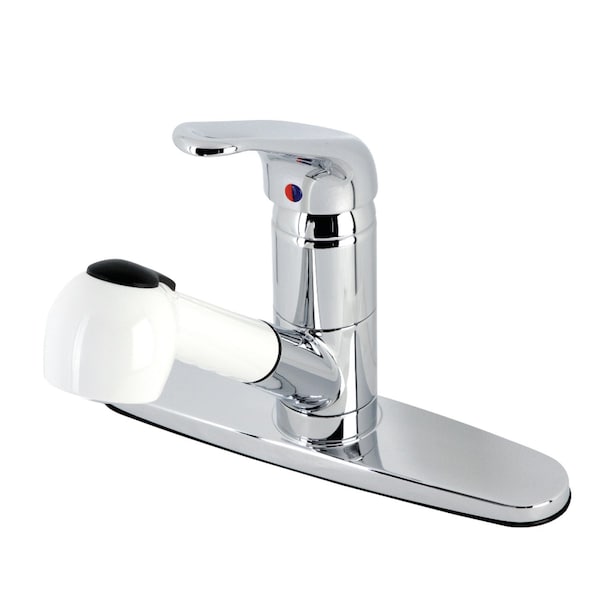 KS887CW Pull-Out Kitchen Faucet, Polished Chrome/White
